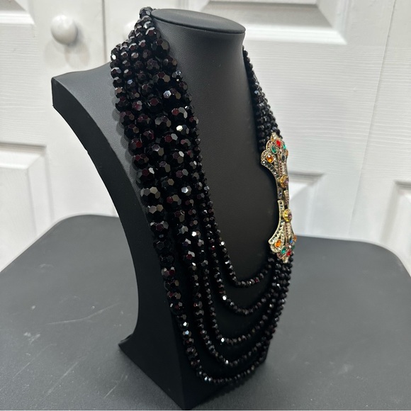Heidi Daus  "Age of Elegance" Art Deco Black Beaded Necklace with Clasp - Picture 13 of 15